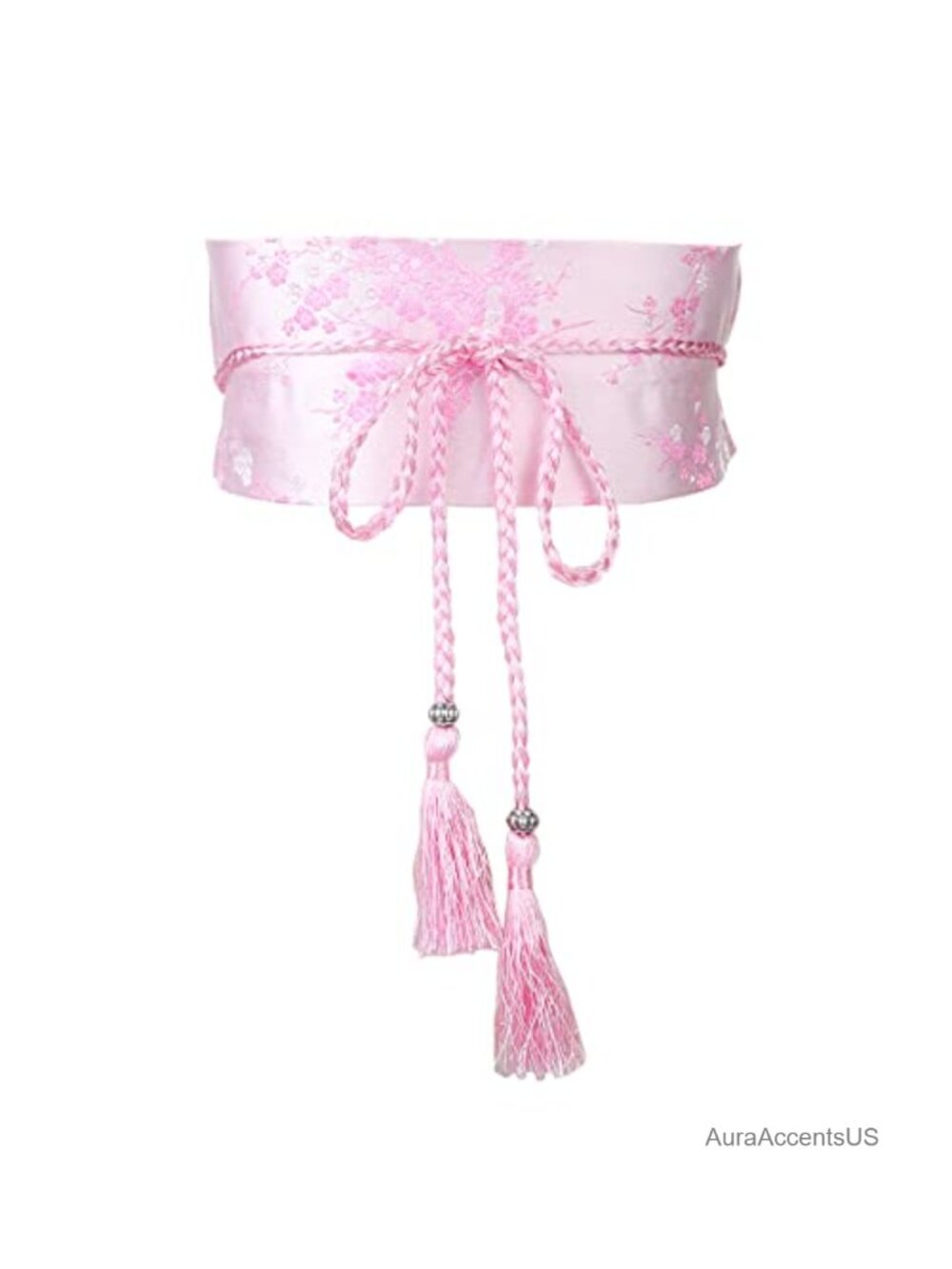 Embroidered Wide Waistband Kimono Obi Belt with Tassel Yukata Robe Accessory